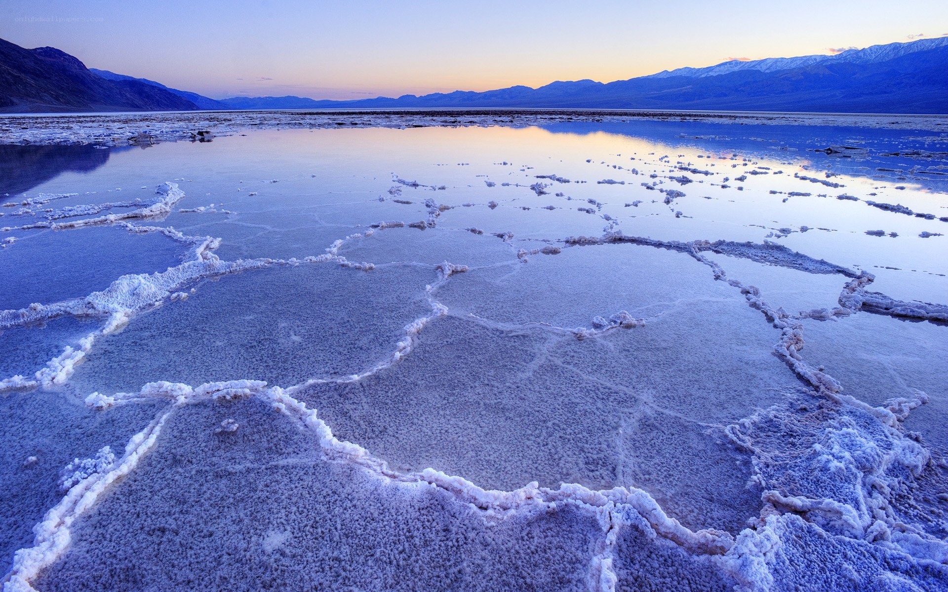 salt flats at sunset