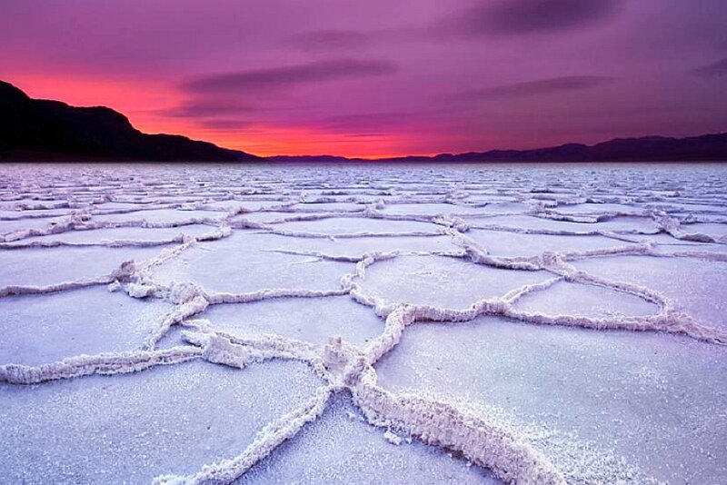 Salt flats at sunset