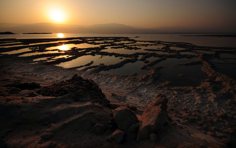 Salt Flats at Sunset — Orange, Serene