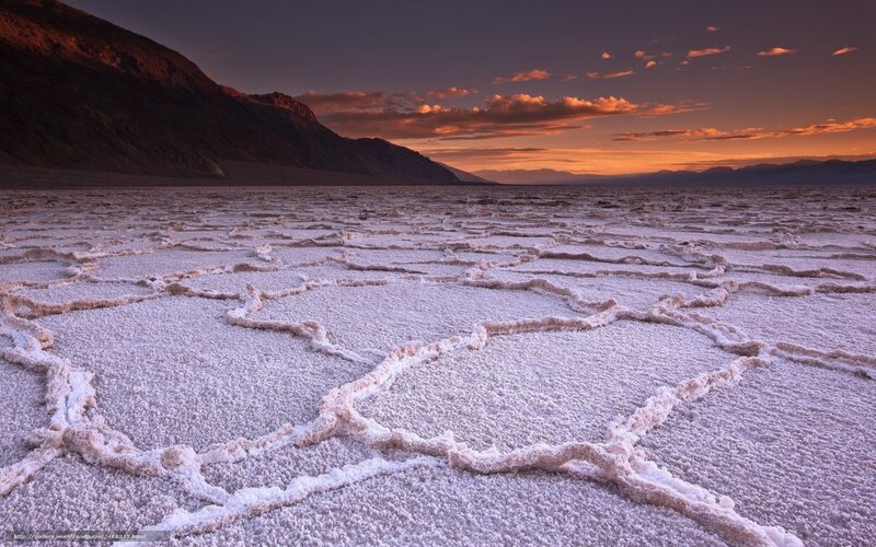 Salt flats at sunset