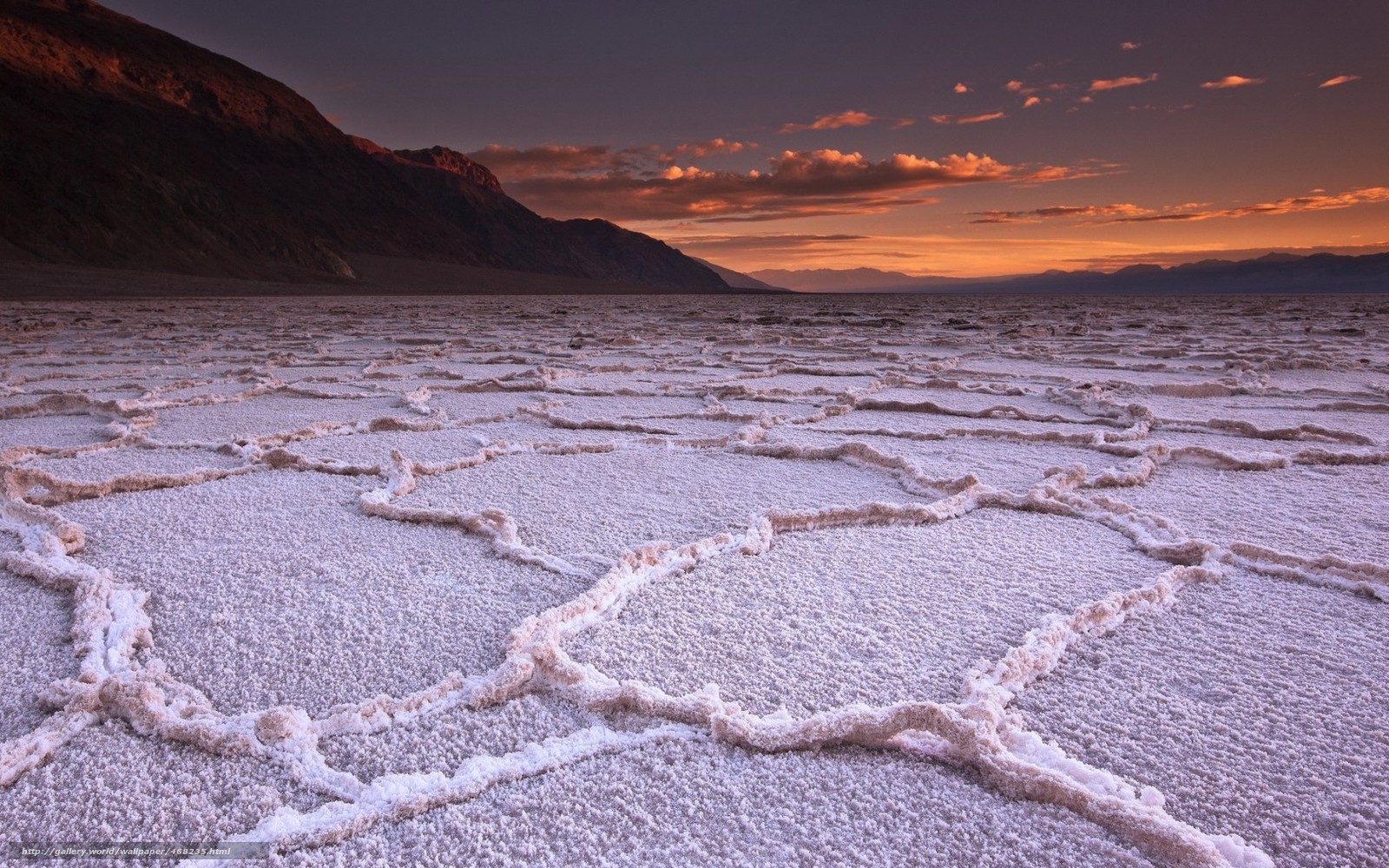 Salt flats at sunset