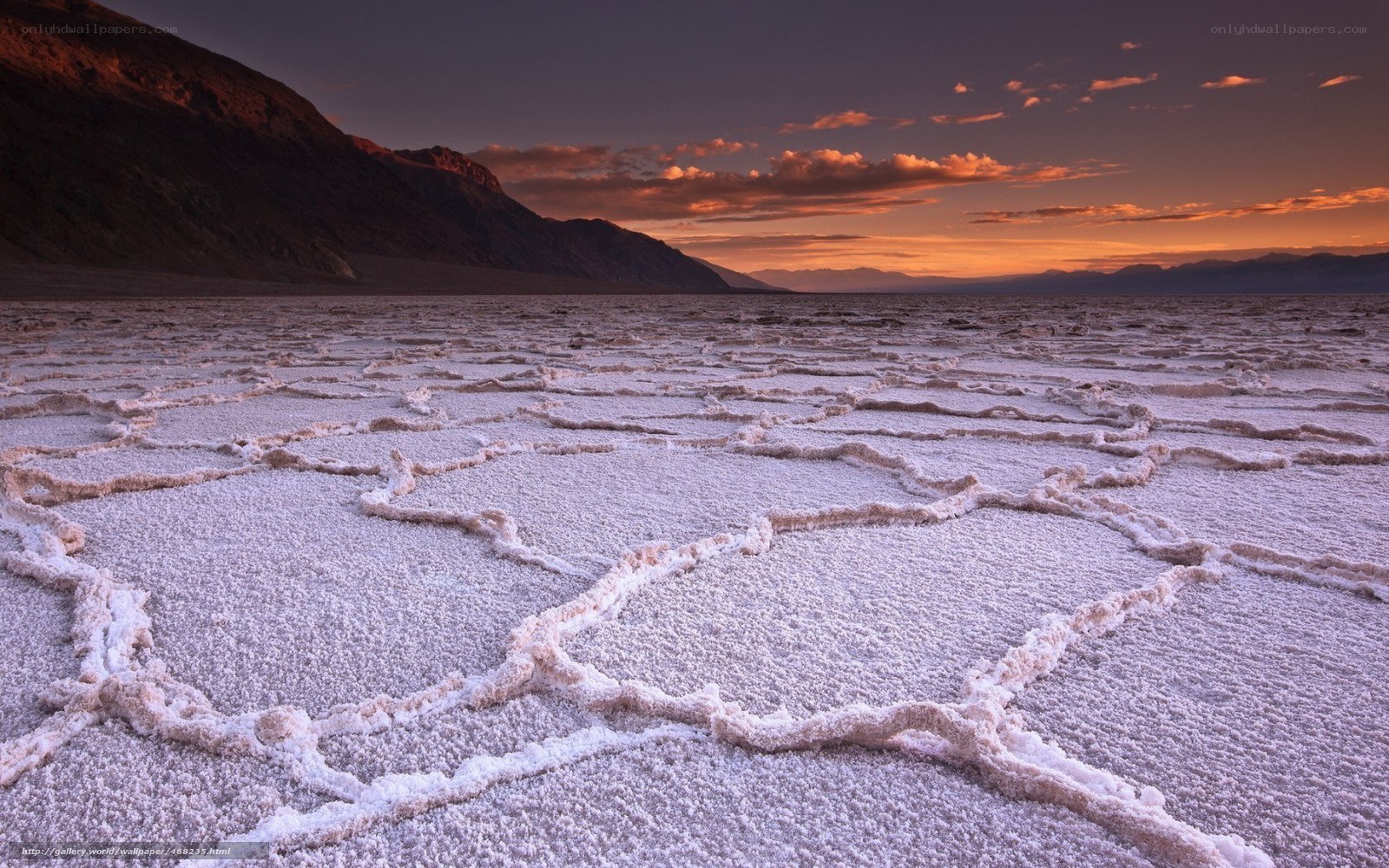 Salt flats at sunset