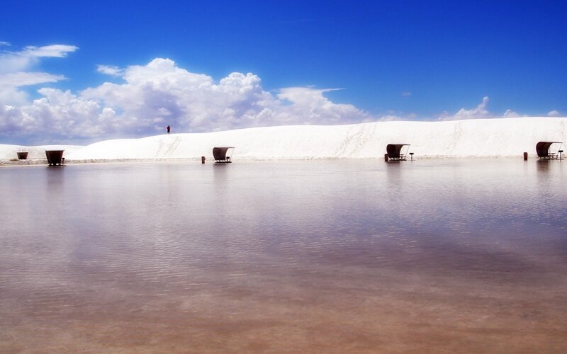 Salt Flats with Boats — White