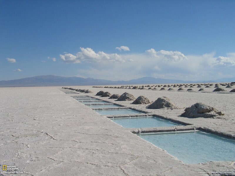 Salt flats with evaporation ponds