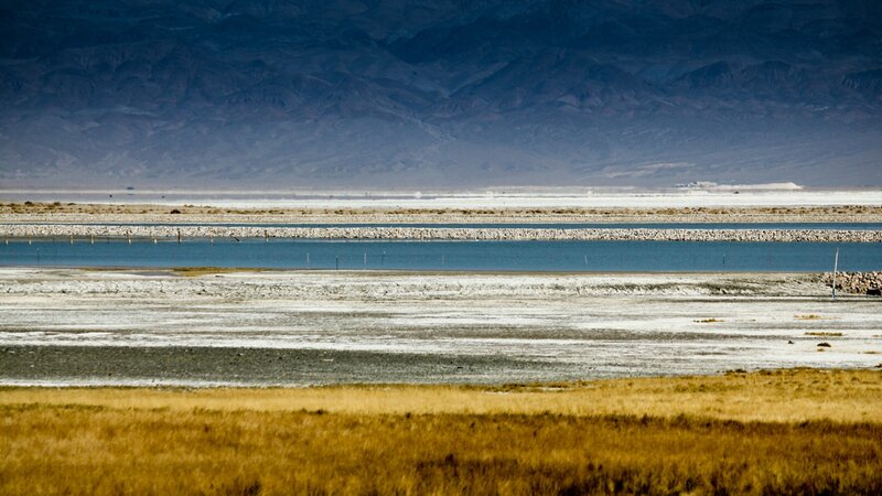 Salt Flats with Mountains — Blue, Dramatic