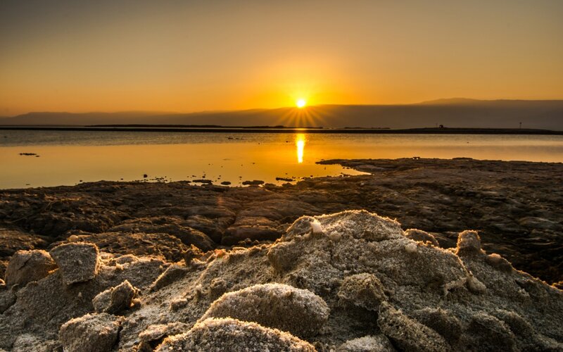 Salt Formations at Sunset — Orange