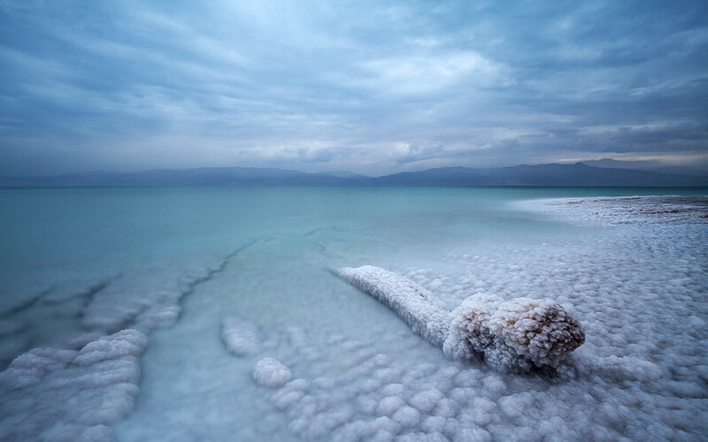 Salt Formations on Lake Shore