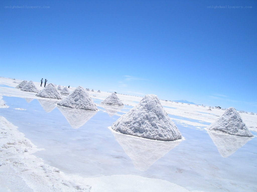 Salt mounds on a salt flat