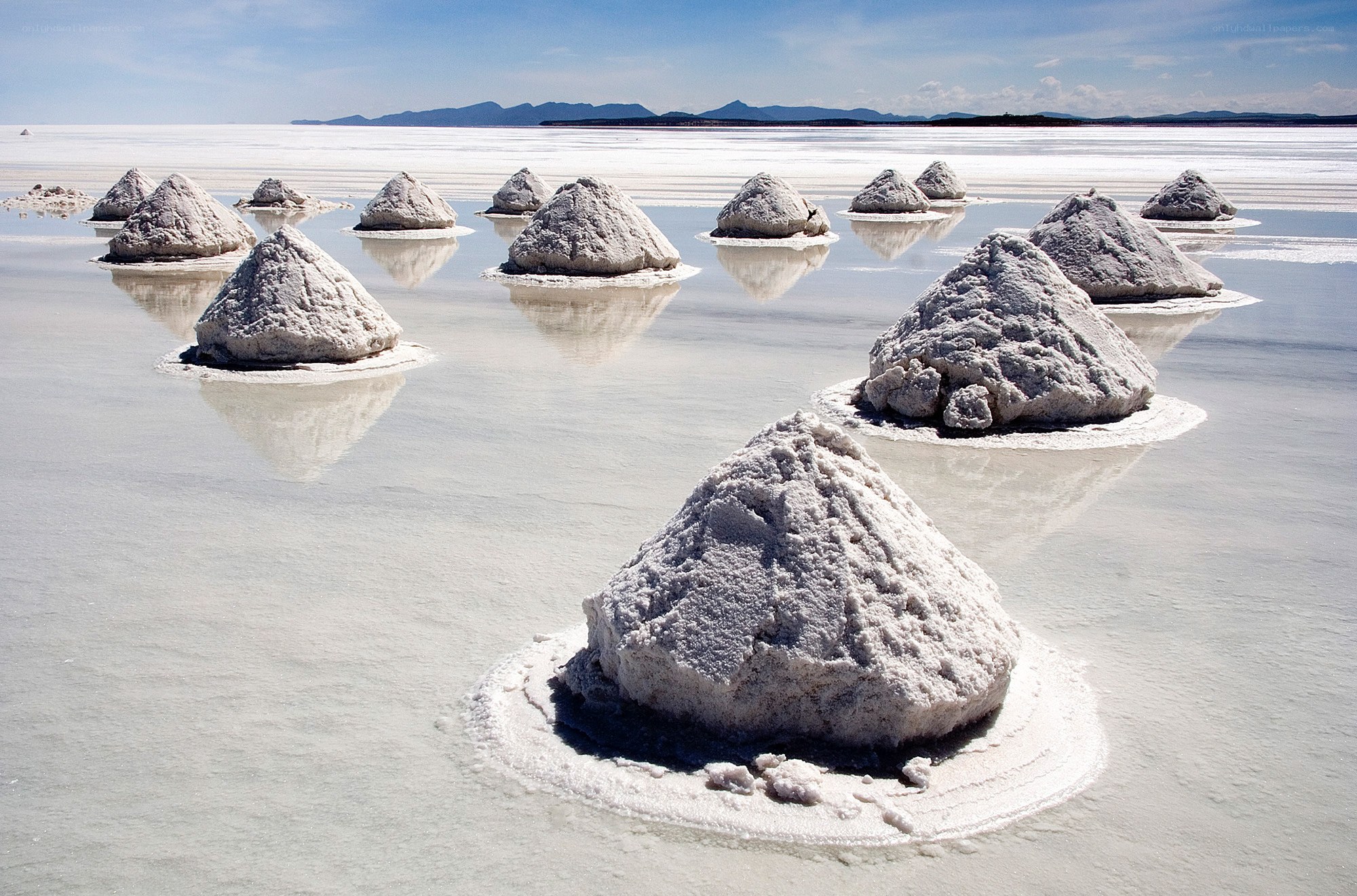 Salt mounds on a salt flat