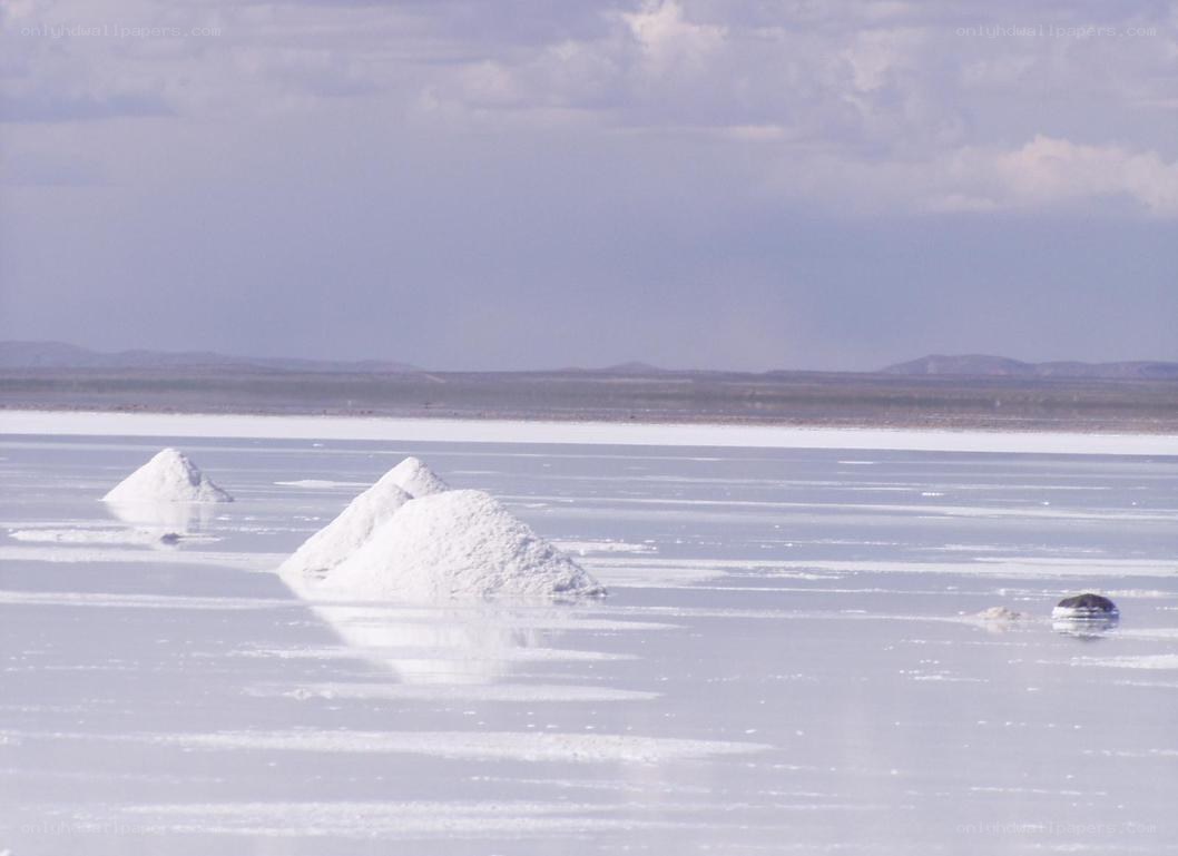 Salt mounds on a salt flat