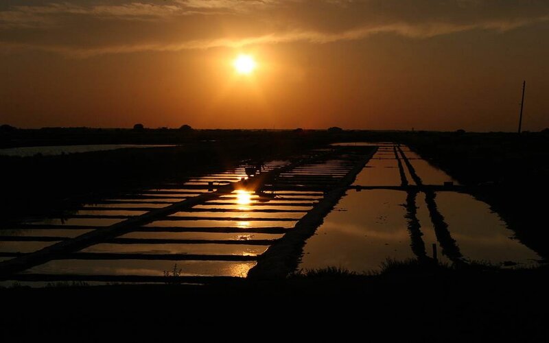 Salt Pans at Sunset — Orange
