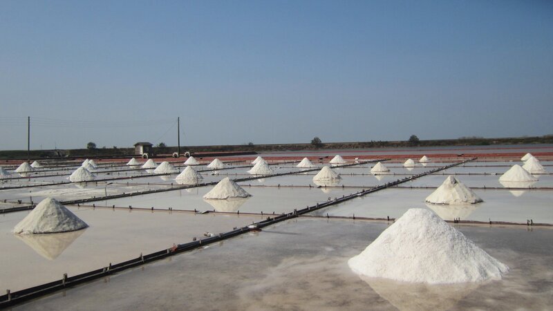 Salt Piles in Evaporation Ponds