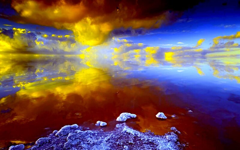 Salty Lake at Sunset