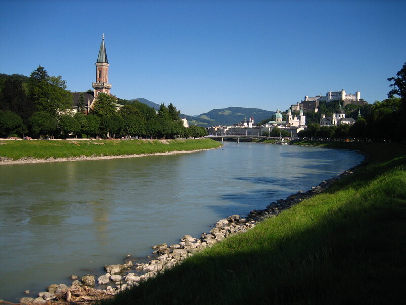 Salzburg Cityscape — Blue, Serene, Afternoon, Photograph, River