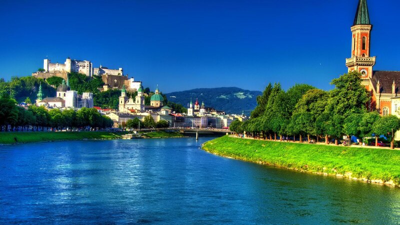 Salzburg Cityscape — Blue, Serene, Afternoon
