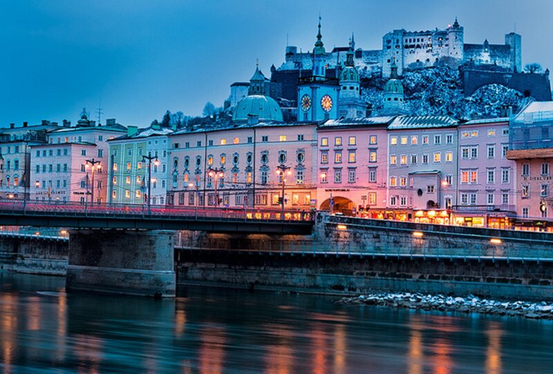 Salzburg Cityscape — Blue, Serene, Night