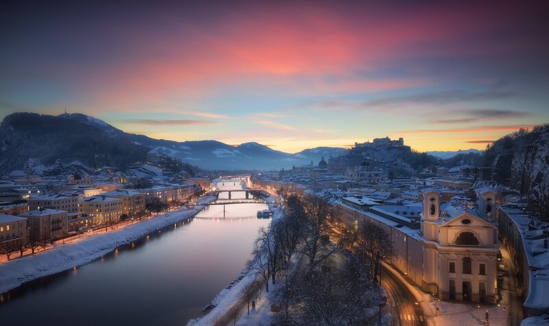 Salzburg Cityscape — Purple