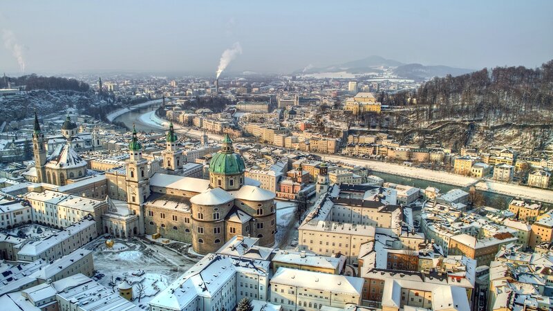 Salzburg Cityscape — White, Serene