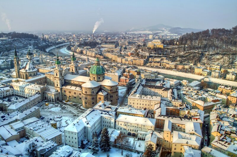 Salzburg Cityscape — White, Serene, Winter