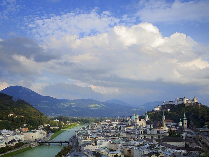 Salzburg cityscape with castle