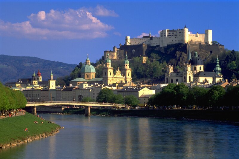 Salzburg cityscape with fortress