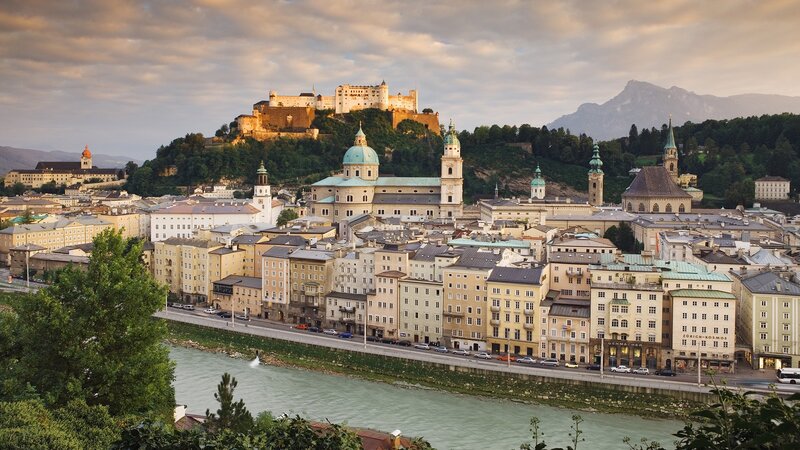 Salzburg cityscape with fortress
