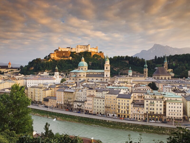 Salzburg cityscape with fortress