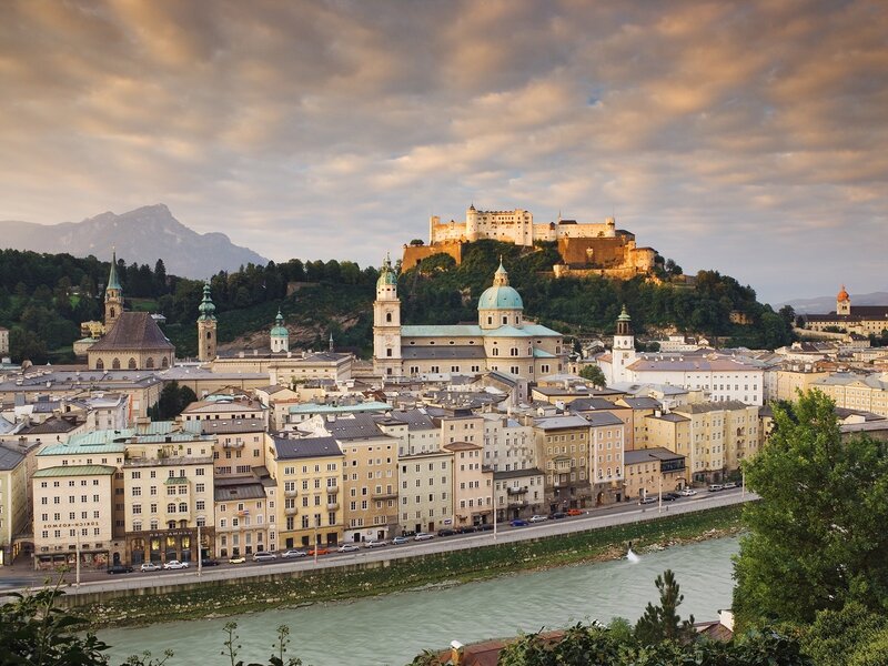 Salzburg cityscape with fortress