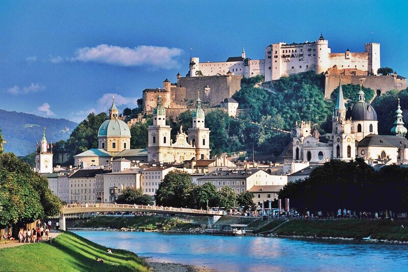 Salzburg cityscape with fortress