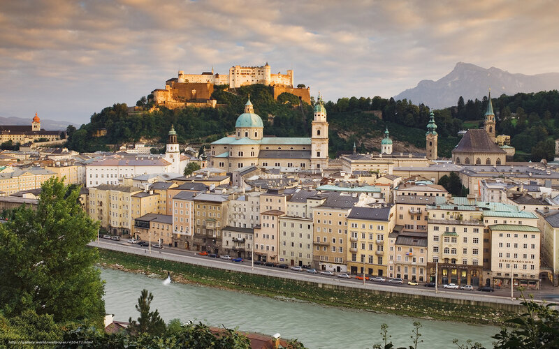 Salzburg cityscape with fortress