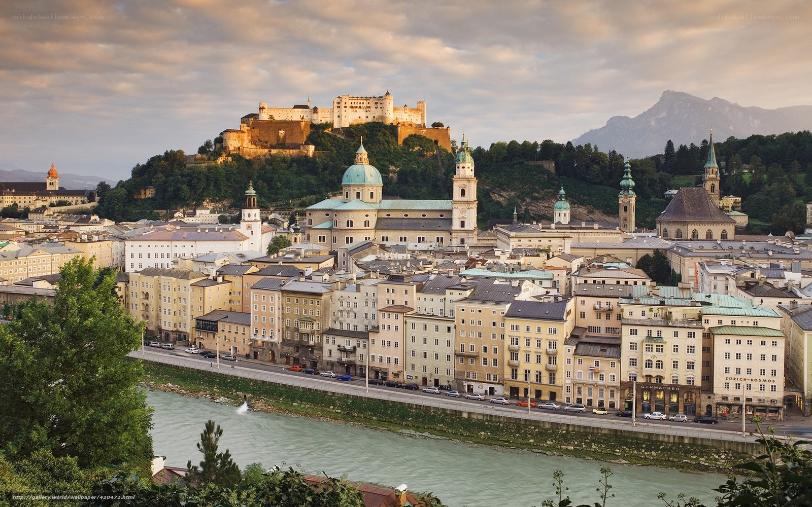 Salzburg cityscape with fortress