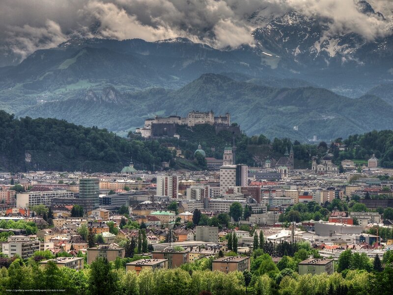 Salzburg cityscape with Hohensalzburg Fortress