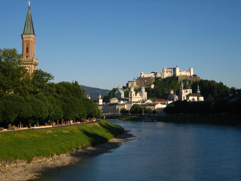 Salzburg cityscape with river