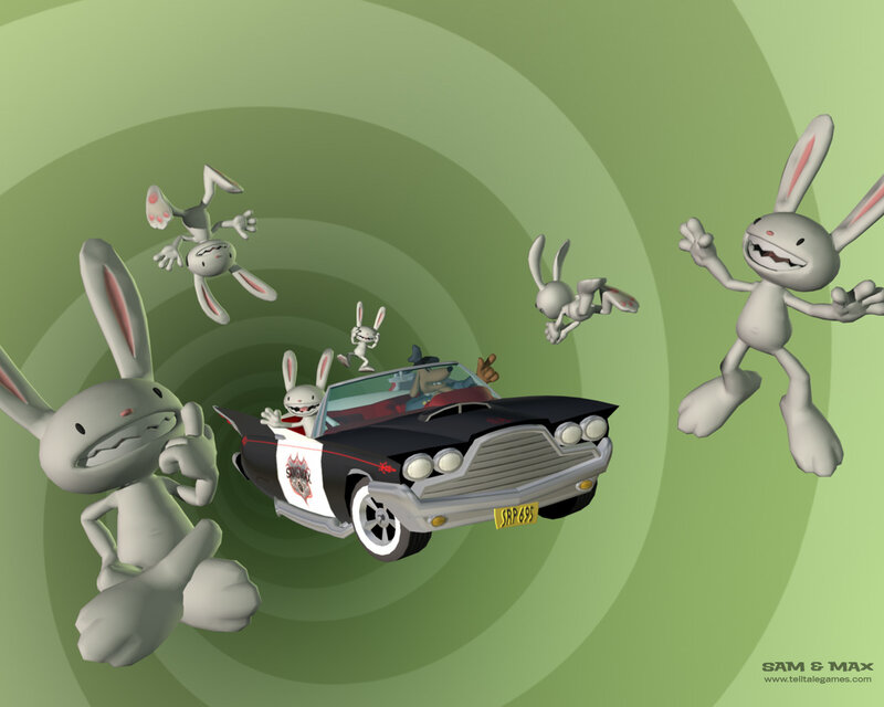 Sam and Max in a car chase