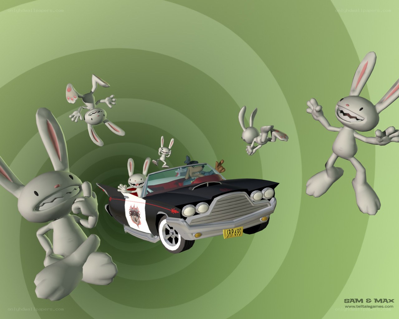 Sam and Max in a car chase
