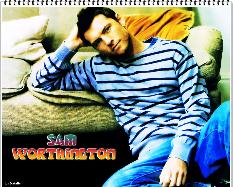 Sam Worthington on a couch