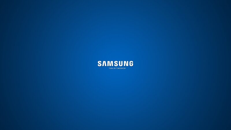 Samsung logo on blue background