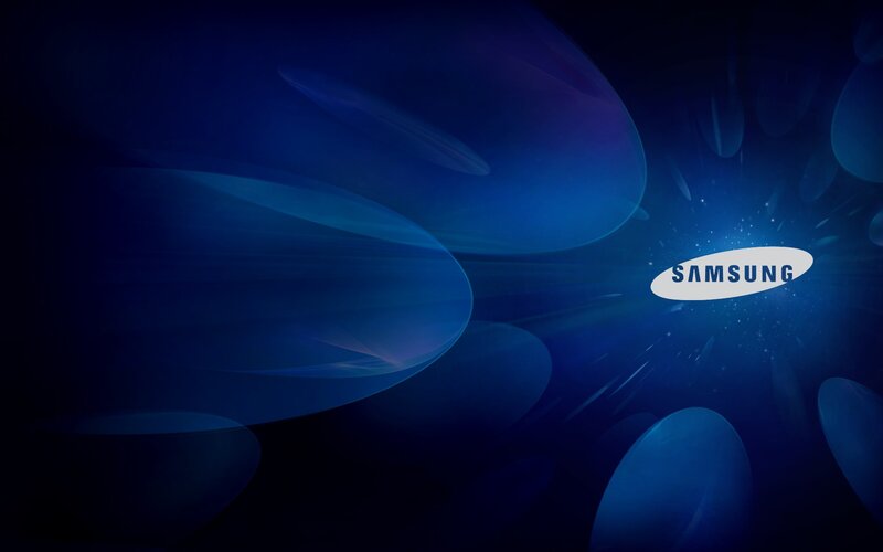 Samsung Logo on Blue Background — Dark