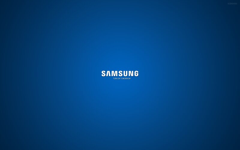 Samsung logo on blue background