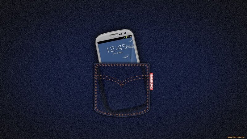 Samsung phone in denim pocket