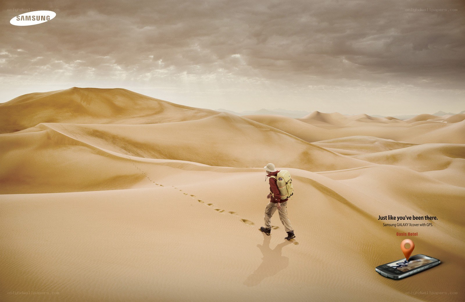 Samsung phone in desert