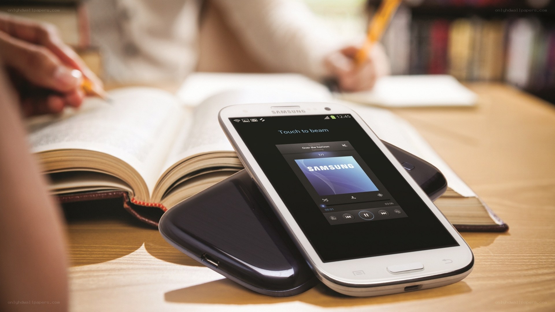 Samsung phone on desk