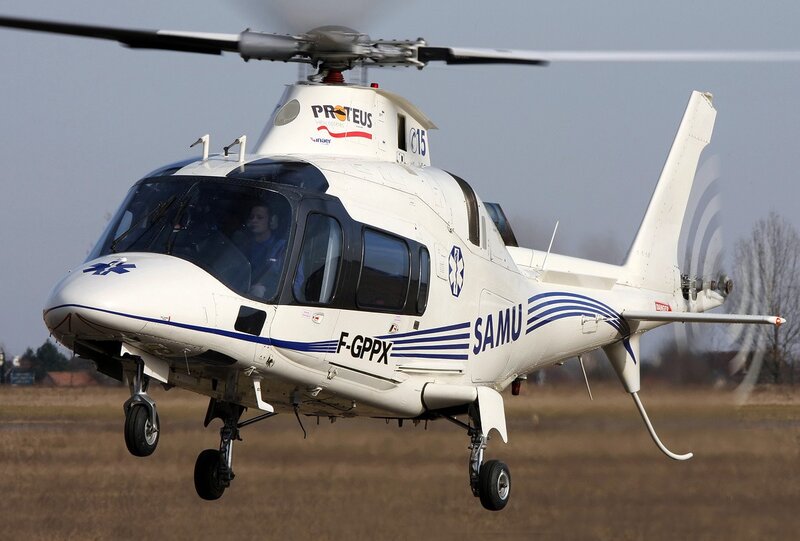 SAMU helicopter in flight