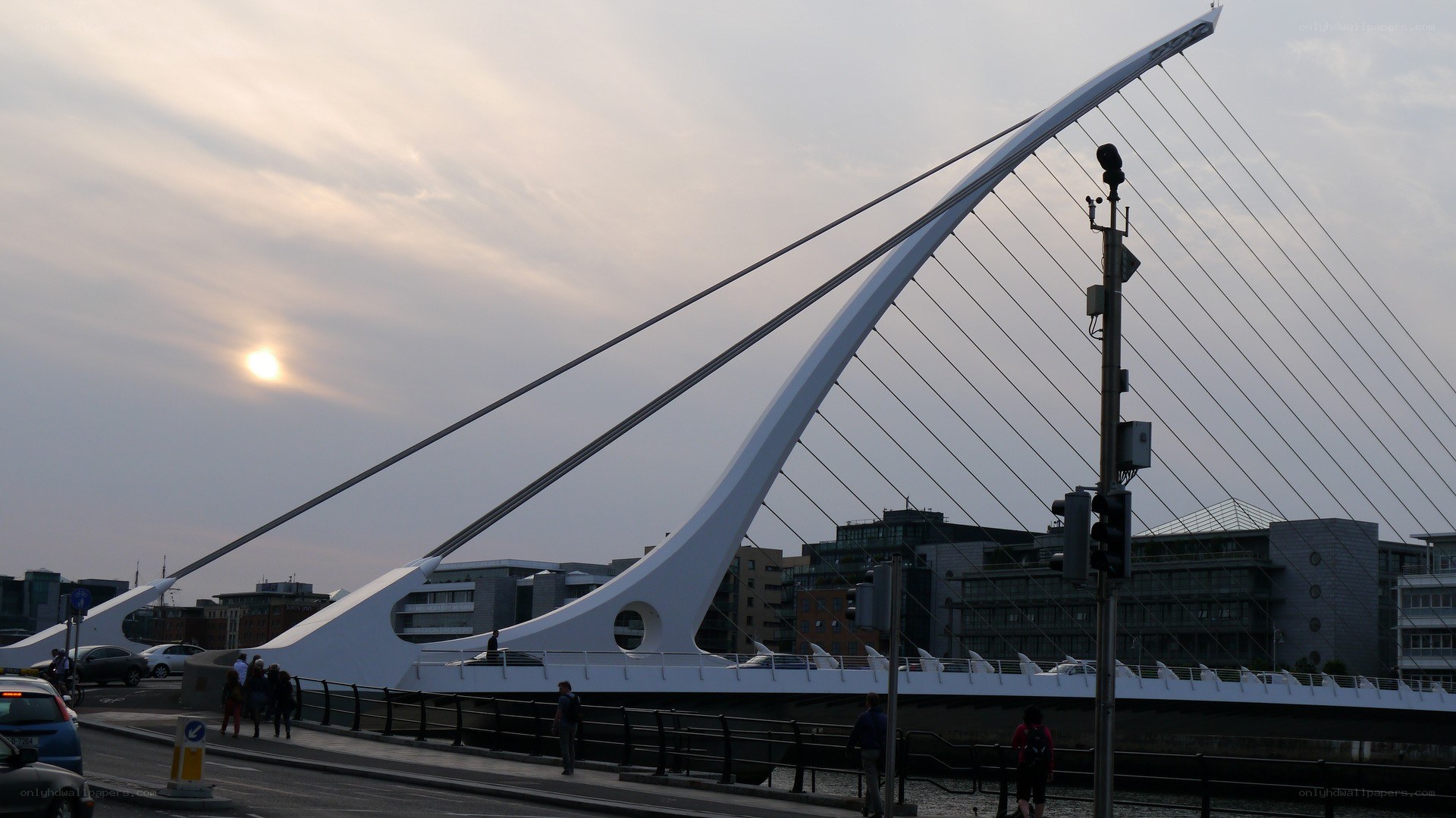 Samuel Beckett Bridge at sunset