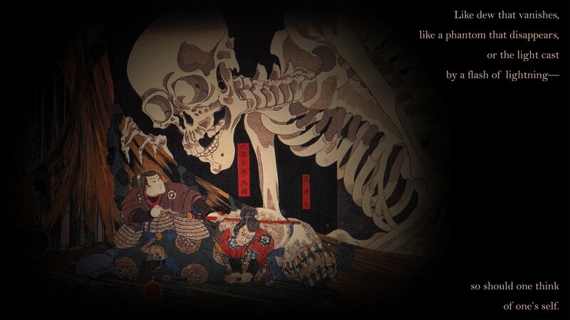Samurai and skeleton encounter