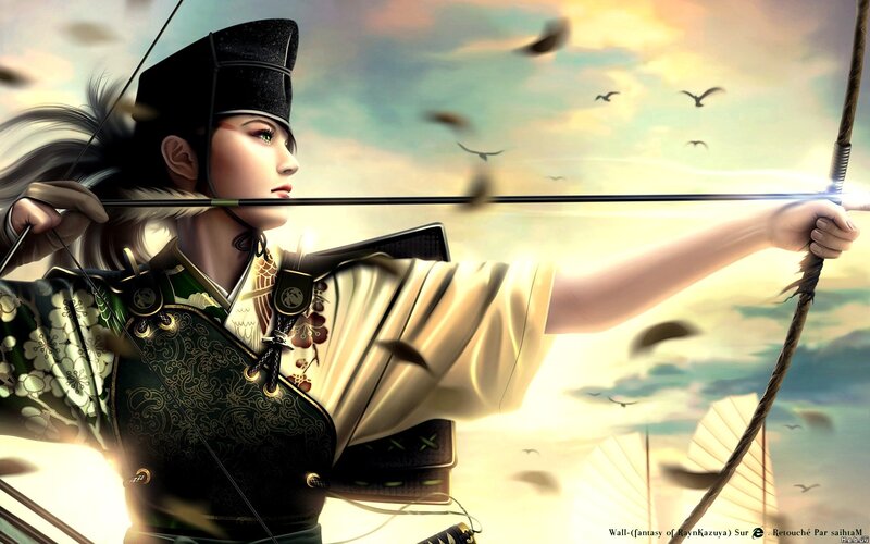 Samurai archer in action
