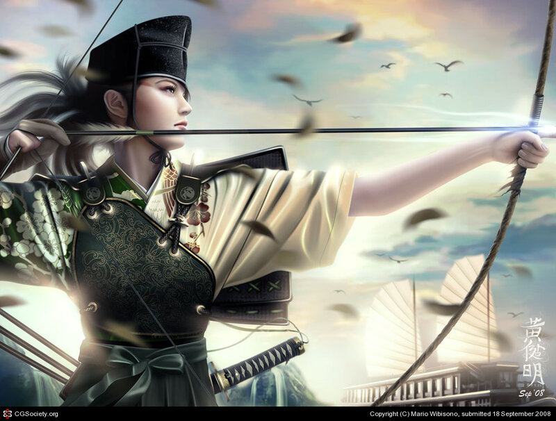 Samurai archer in action