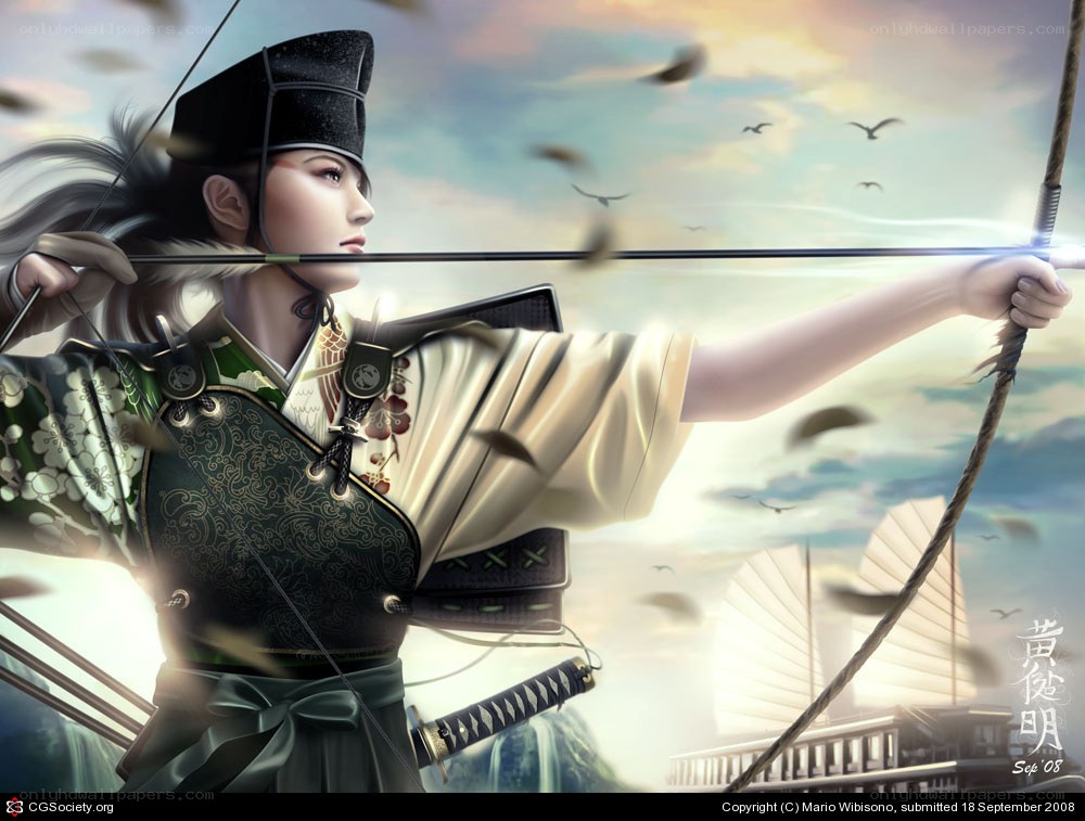 Samurai archer in action
