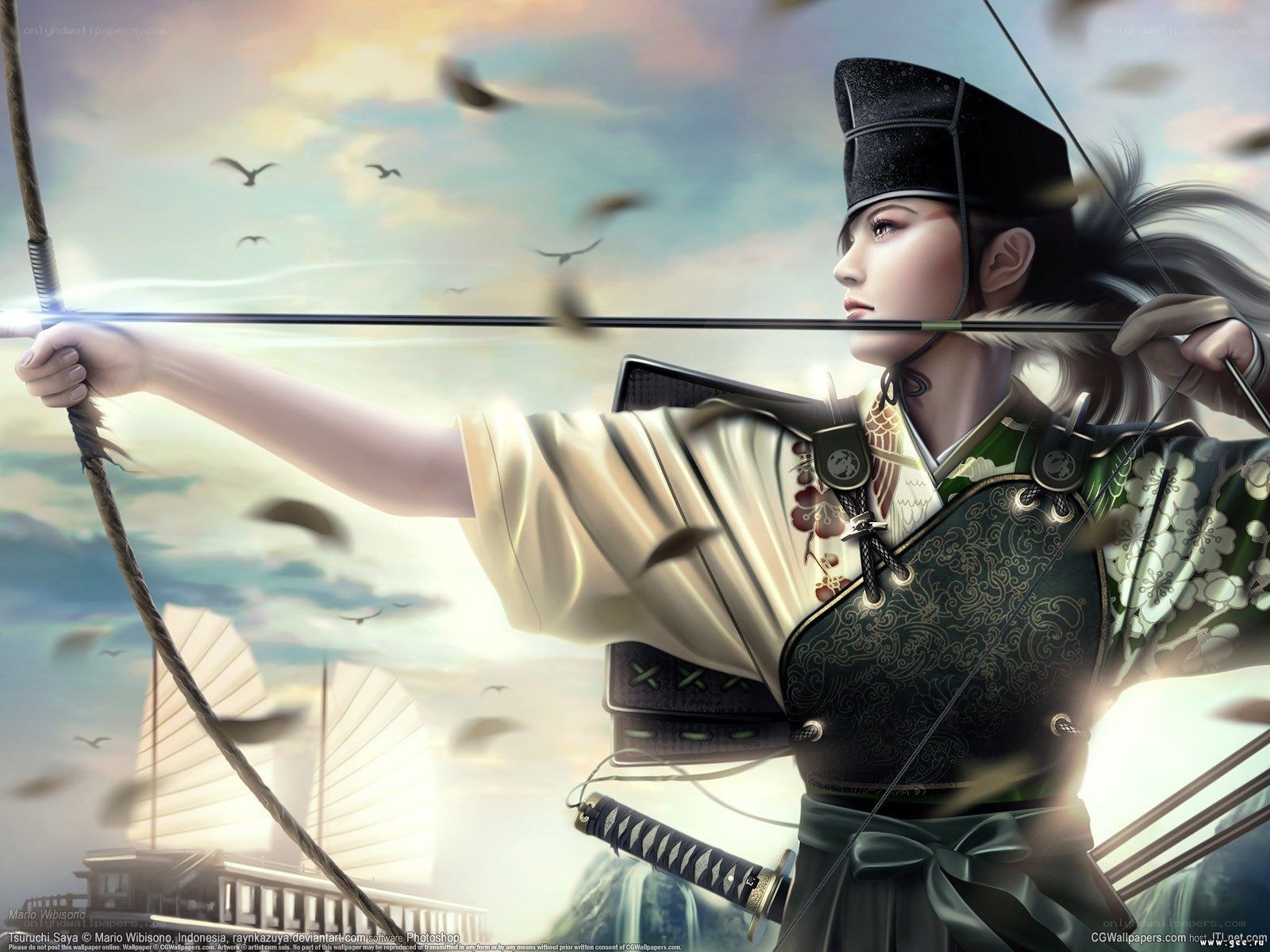 Samurai archer in traditional attire