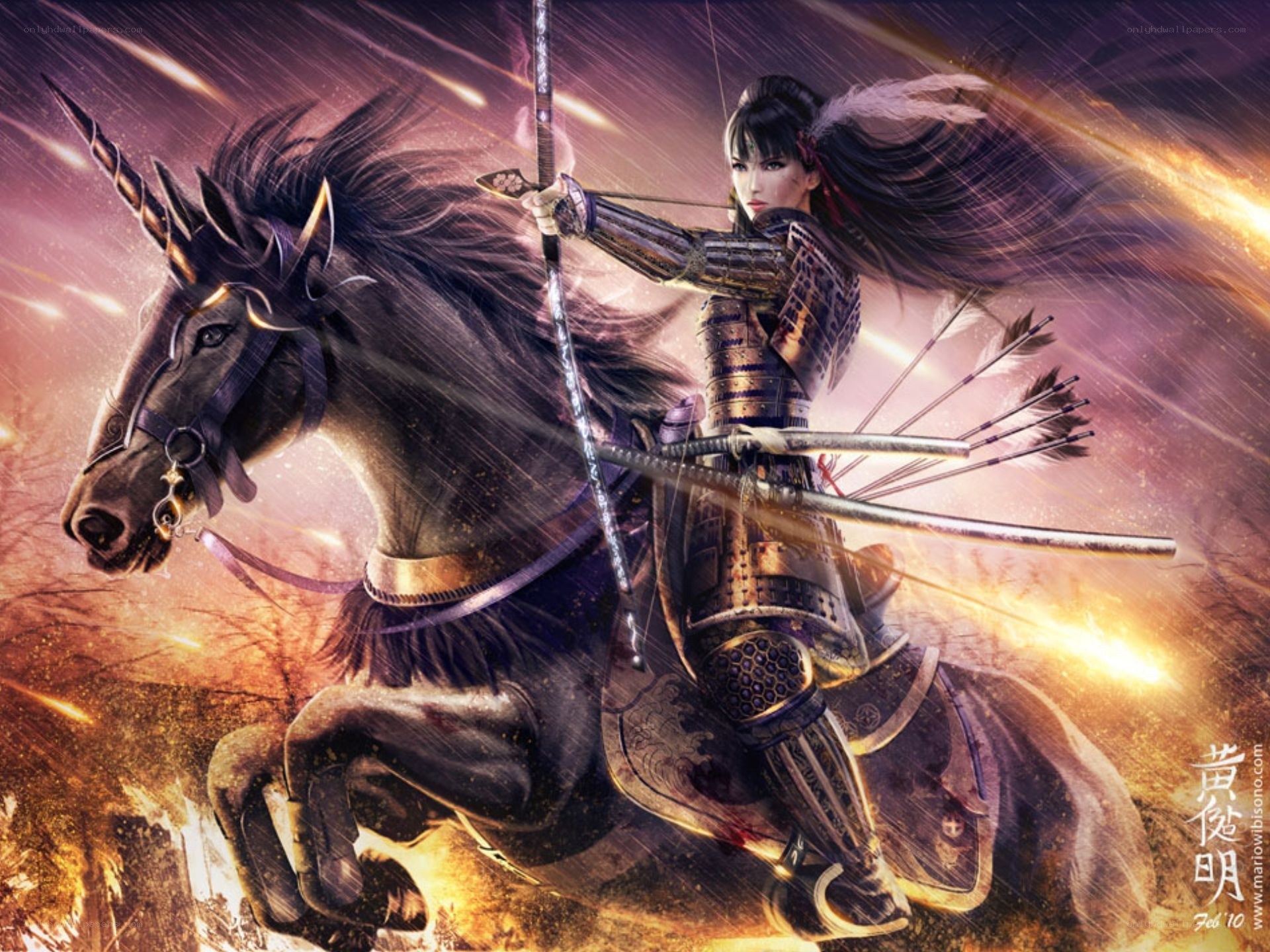 samurai archer on unicorn